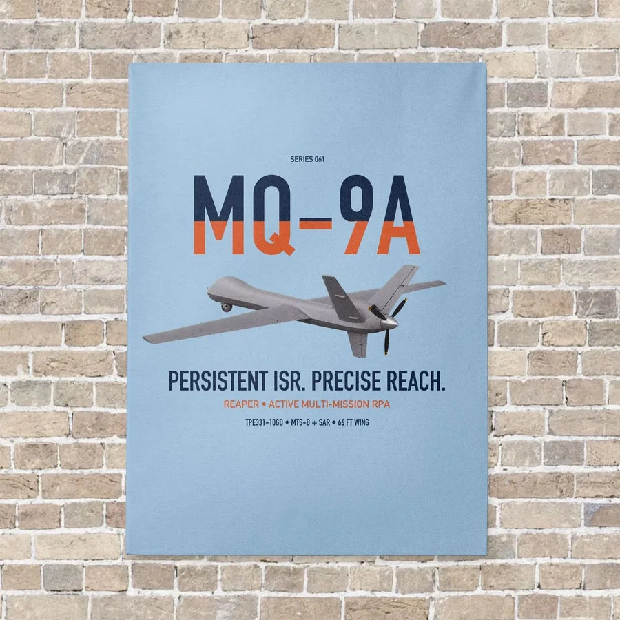 MQ-9A Reaper vertical canvas print - no frame - light blue background