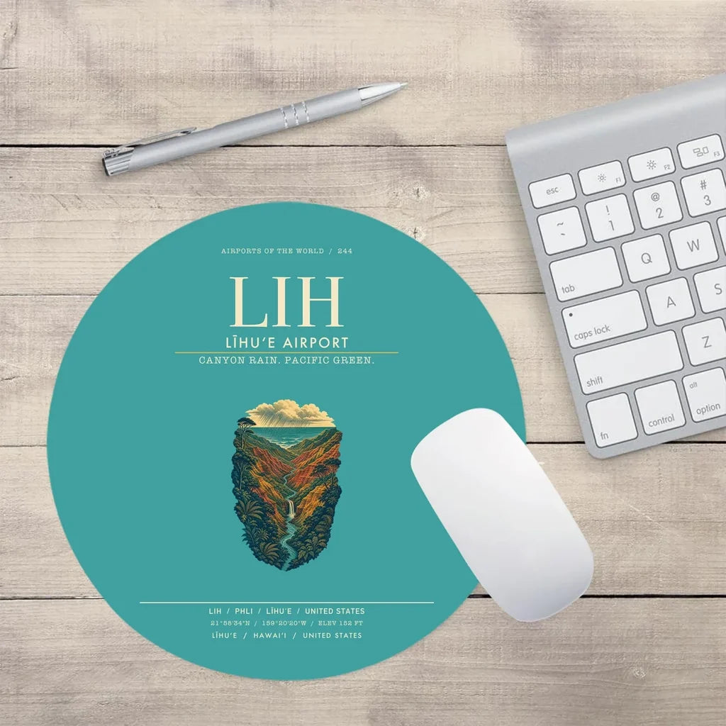 Līhuʻe Airport (LIH) design on turquoise round mouse pad