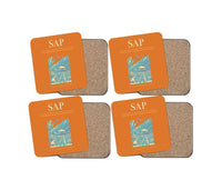 Thumbnail for Ramón Villeda Morales International Airport (SAP) design on orange 4 pieces set coaster