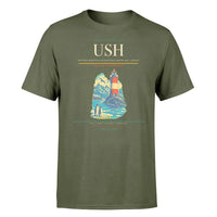 Thumbnail for Malvinas Argentinas International Airport (USH) T-Shirt single-side front print in Green Army | malvinas-argentinas-international-airport-ush-double-side-t-shirt