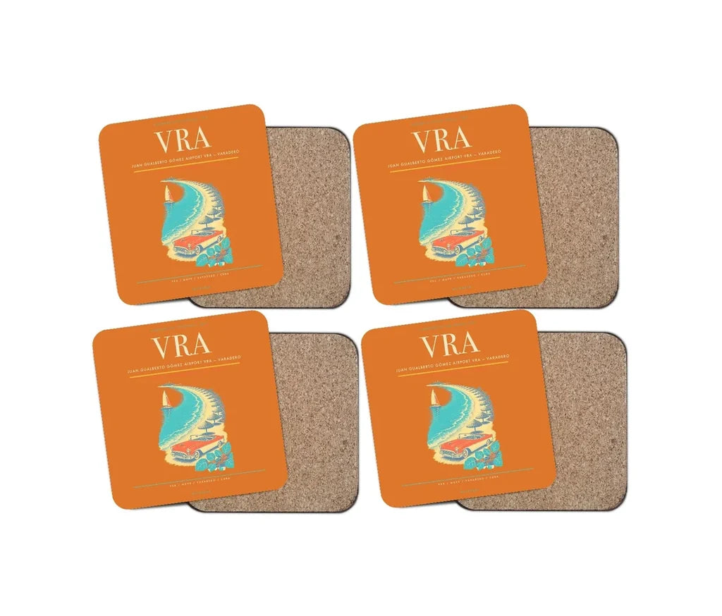 Juan Gualberto Gómez Airport (VRA) design on orange 4 pieces set coaster