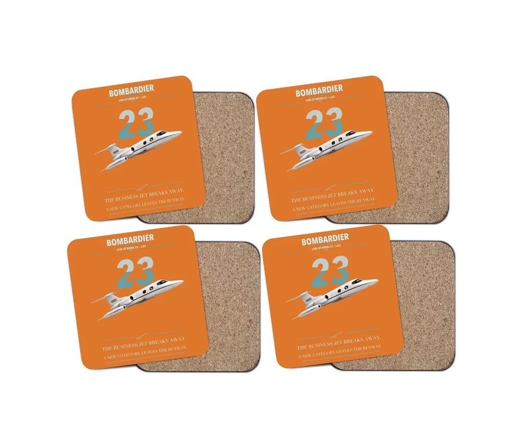 Bombardier Learjet 23 design on orange 4 pieces set coaster