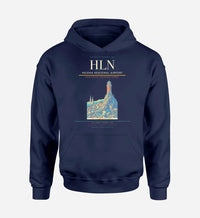 Thumbnail for Helena Regional Airport (HLN) design on navy blue hoodie single-side print
