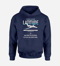 Thumbnail for Cessna Citation Latitude design on navy blue double-side hoodie, single-side print