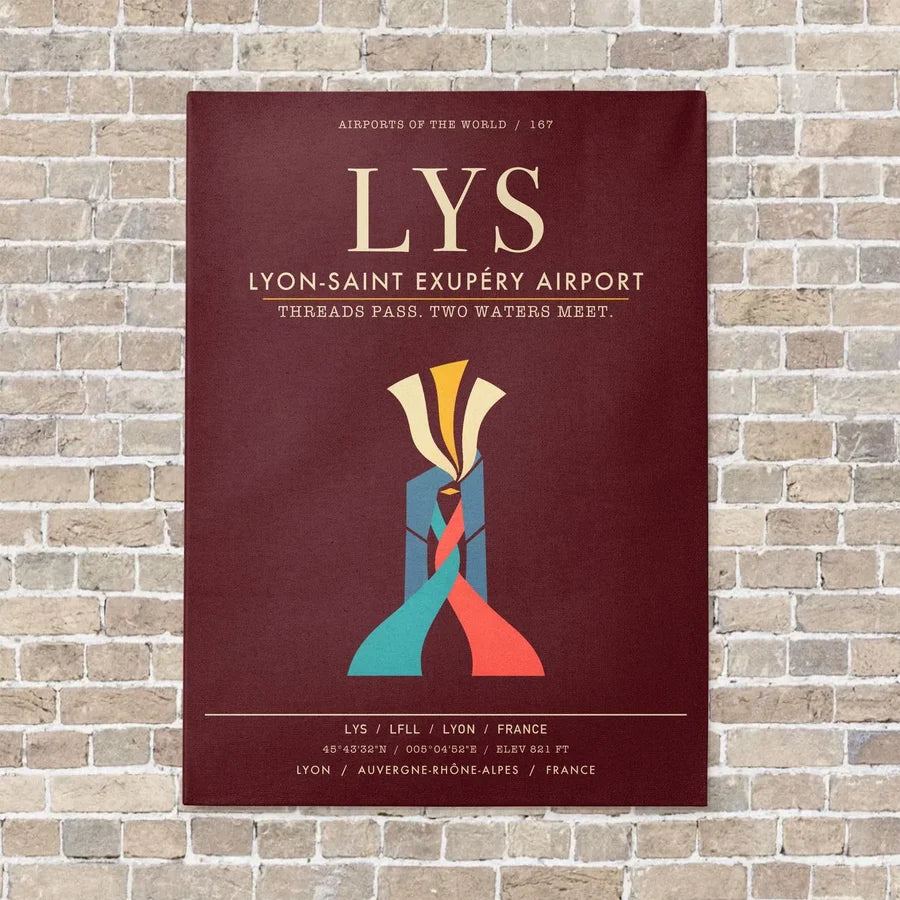 Lyon-Saint Exupery Airport LYS - Canvas Framed - Dark Red