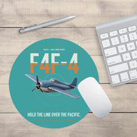 Thumbnail for F4F-4 Wildcat design on turquoise round mouse pad
