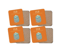 Thumbnail for Bagdogra International Airport (IXB) design on orange 4 pieces set coaster