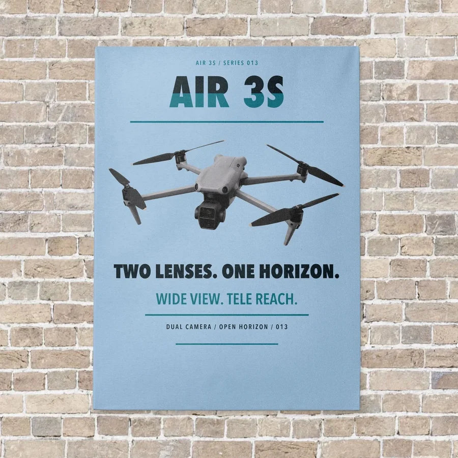 DJI Air 3S vertical canvas print - no frame - light blue background
