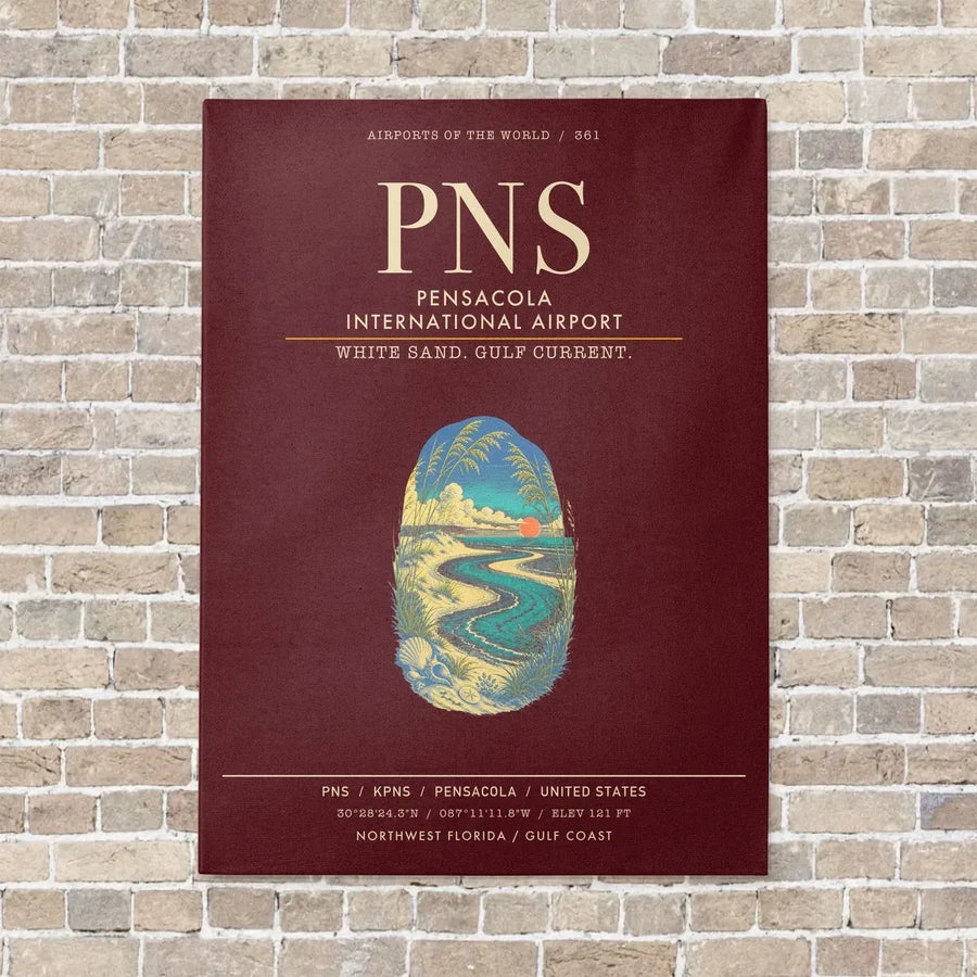 Pensacola International Airport PNS - Canvas Framed - Dark Red