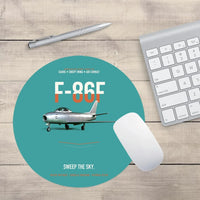 Thumbnail for F-86F Sabre Sweep The Sky design on turquoise round mouse pad