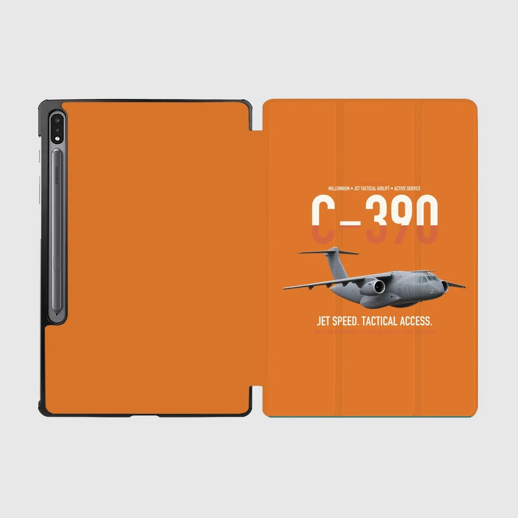 C-390 Millennium design on orange samsung tablet tablet case