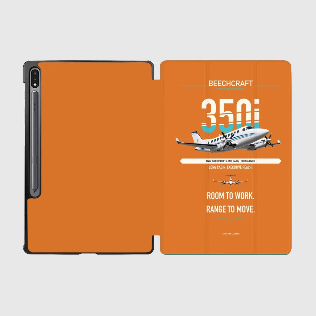 Beechcraft King Air 350i design on orange samsung tablet tablet case