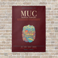 Thumbnail for Munich Airport MUC - Canvas Framed - Dark Red