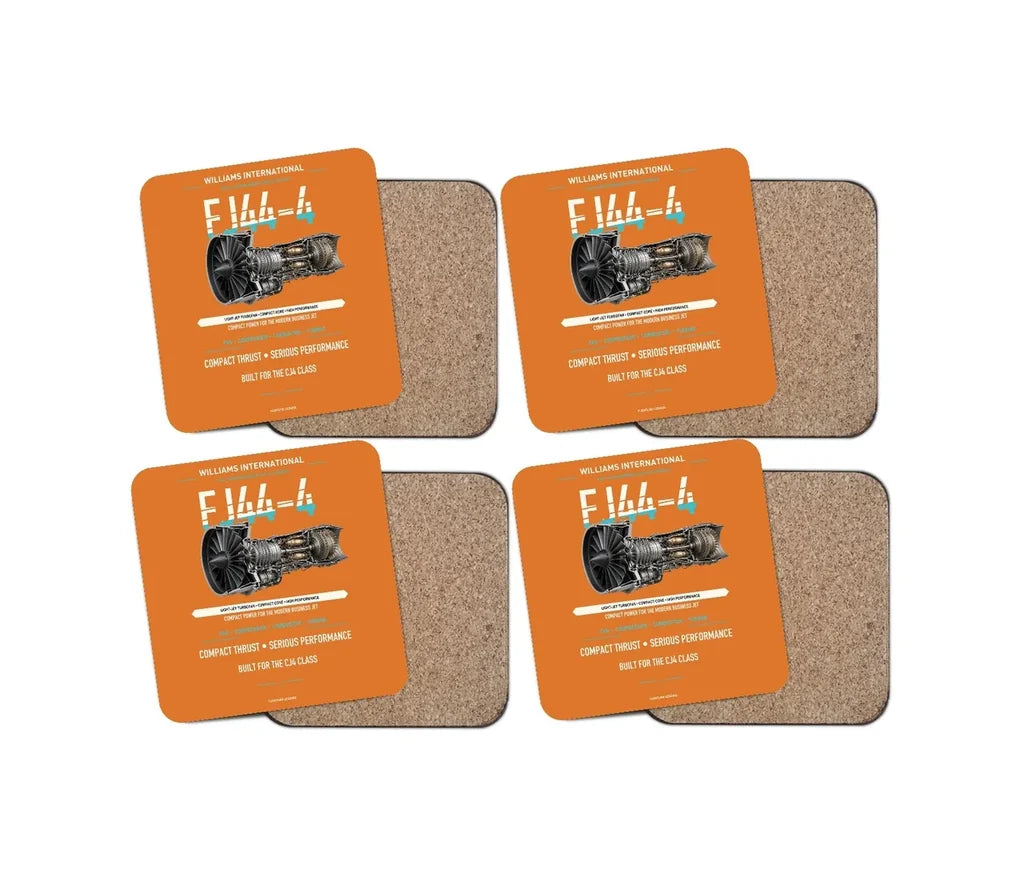 FJ44-4 design on orange 4 pieces set coaster