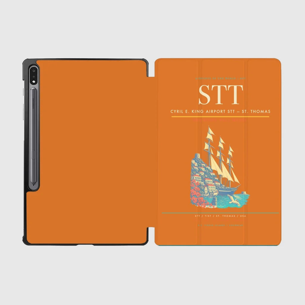 Cyril E. King Airport (STT) design on orange samsung tablet tablet case
