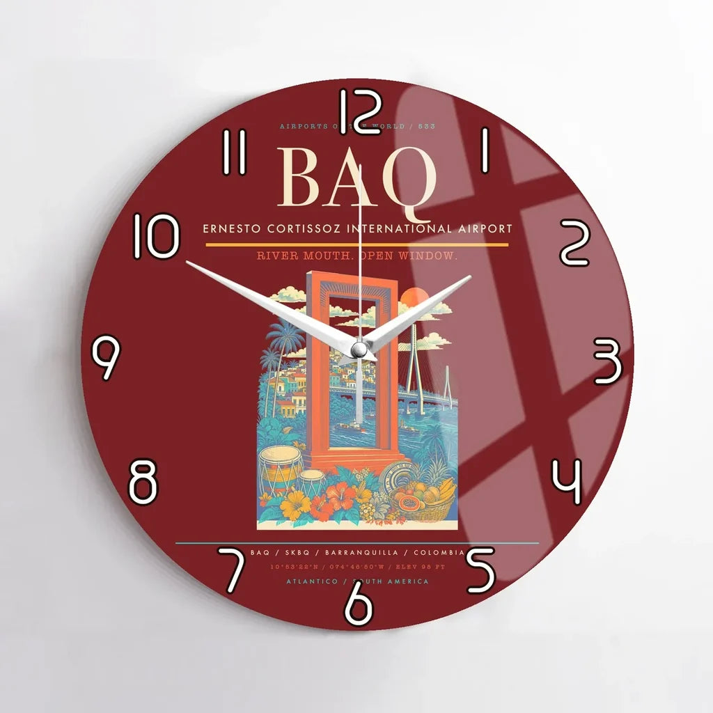 Ernesto Cortissoz International Airport BAQ Wall-Clock No-Frame - Dark Red
