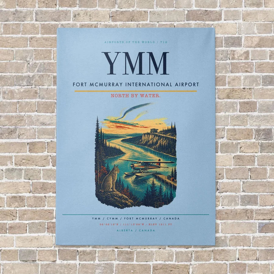 Fort McMurray International Airport YMM vertical canvas print - no frame - light blue background