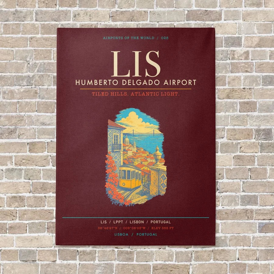 Lisbon Humberto Delgado Airport LIS - Canvas Framed - Dark Red