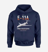 Thumbnail for E-11A BACN design on navy blue double-side hoodie, single-side print