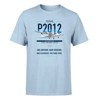 Thumbnail for Tecnam P2012 Traveller design on light blue t-shirt, single-side print