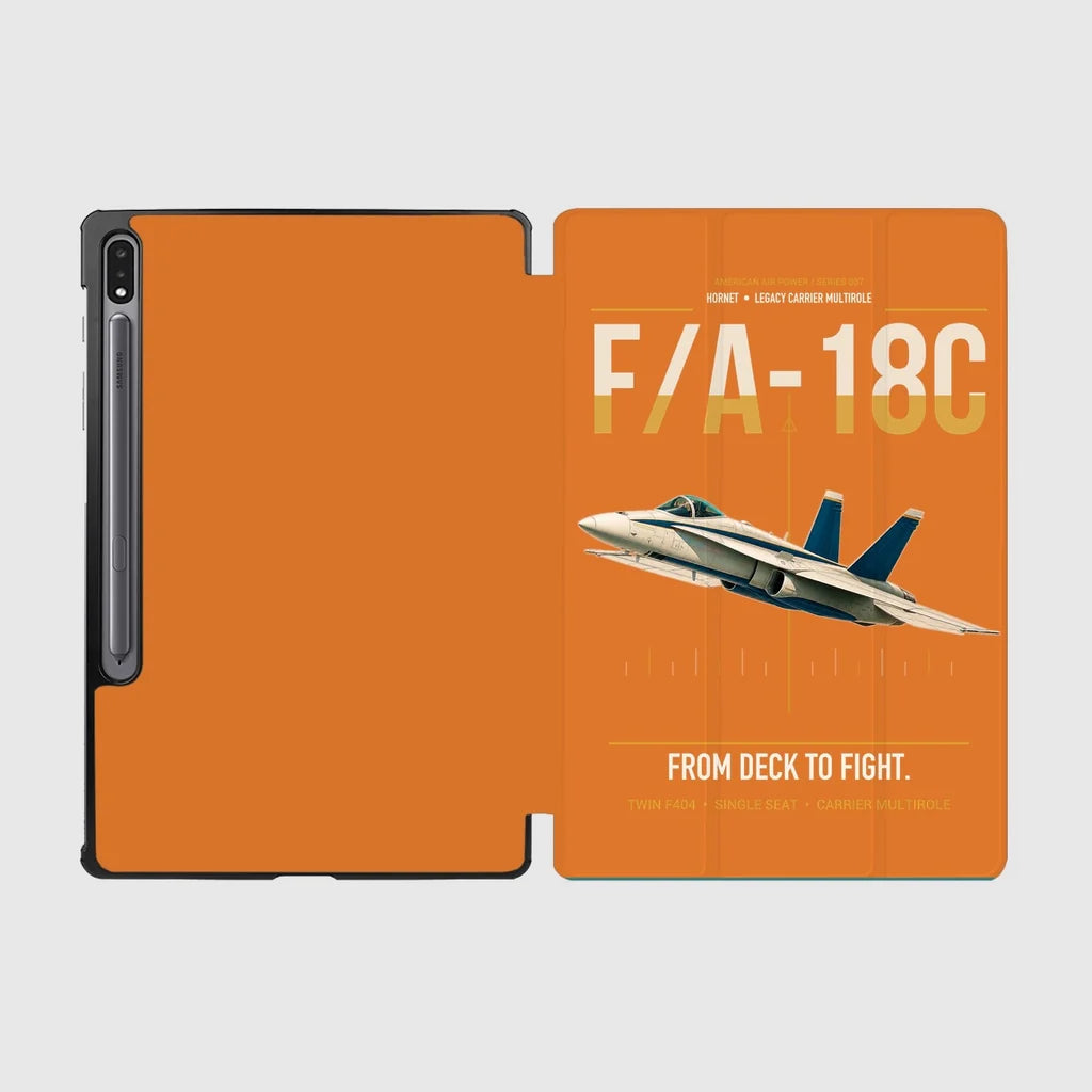 F-A-18C Hornet design on orange samsung tablet tablet case