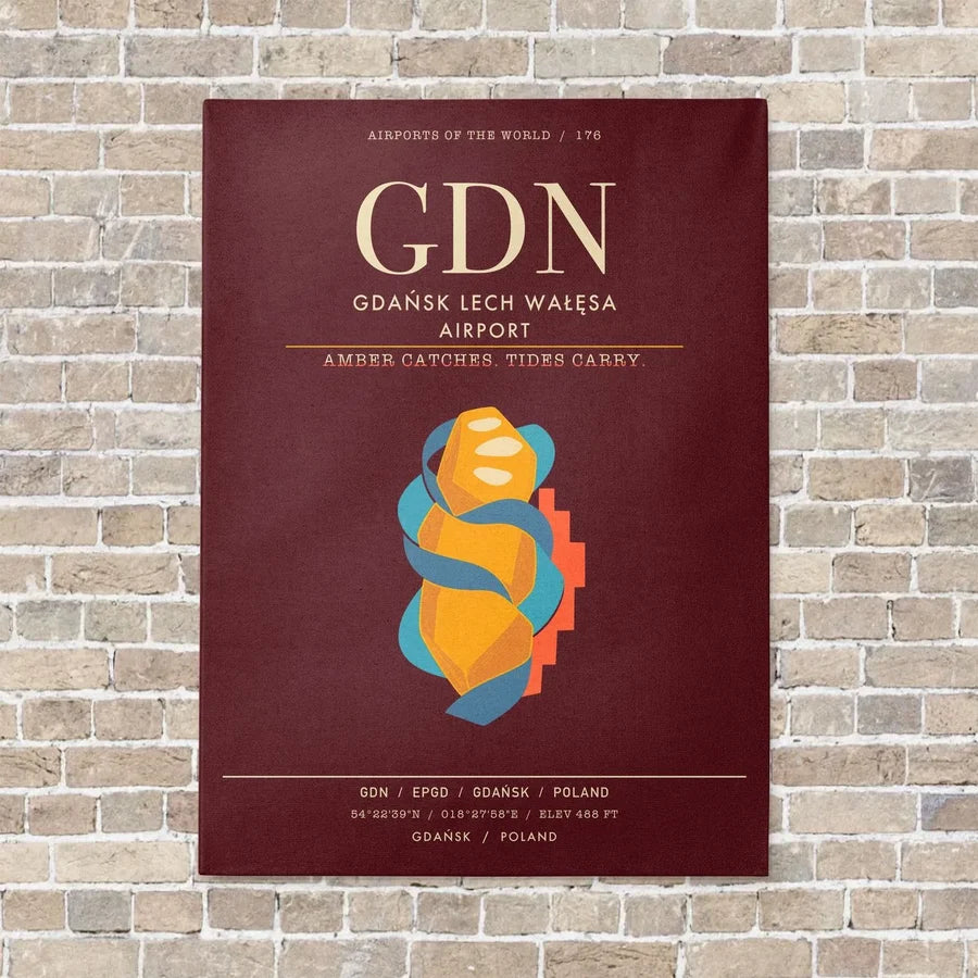 Gdansk Lech Waesa Airport GDN - Canvas Framed - Dark Red