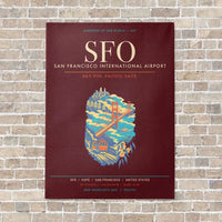 Thumbnail for San Francisco International Airport SFO - Canvas Framed - Dark Red