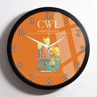 Thumbnail for Cardiff Airport (CWL) design on orange framed wall clock