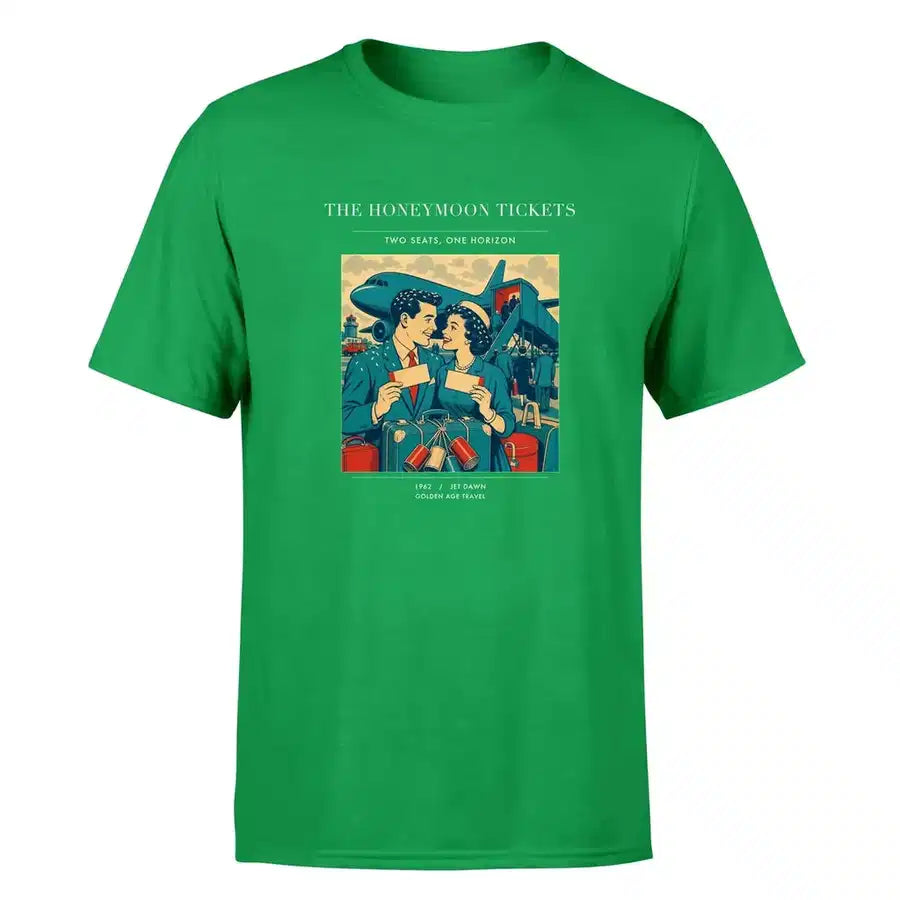 VINTAGE G4227 - The Honeymoon Tickets - Premium T-Shirt design on green premium t shirt