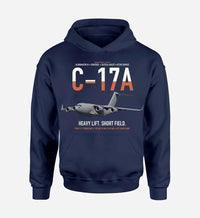 Thumbnail for C-17A Globemaster III design on navy blue double-side hoodie, single-side print