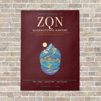 Thumbnail for Queenstown Airport ZQN - Canvas Framed - Dark Red