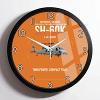 Thumbnail for Mitsubishi Sikorsky SH-60K design on orange framed wall clock