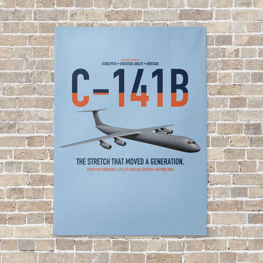 C-141B Starlifter vertical canvas print - no frame - light blue background