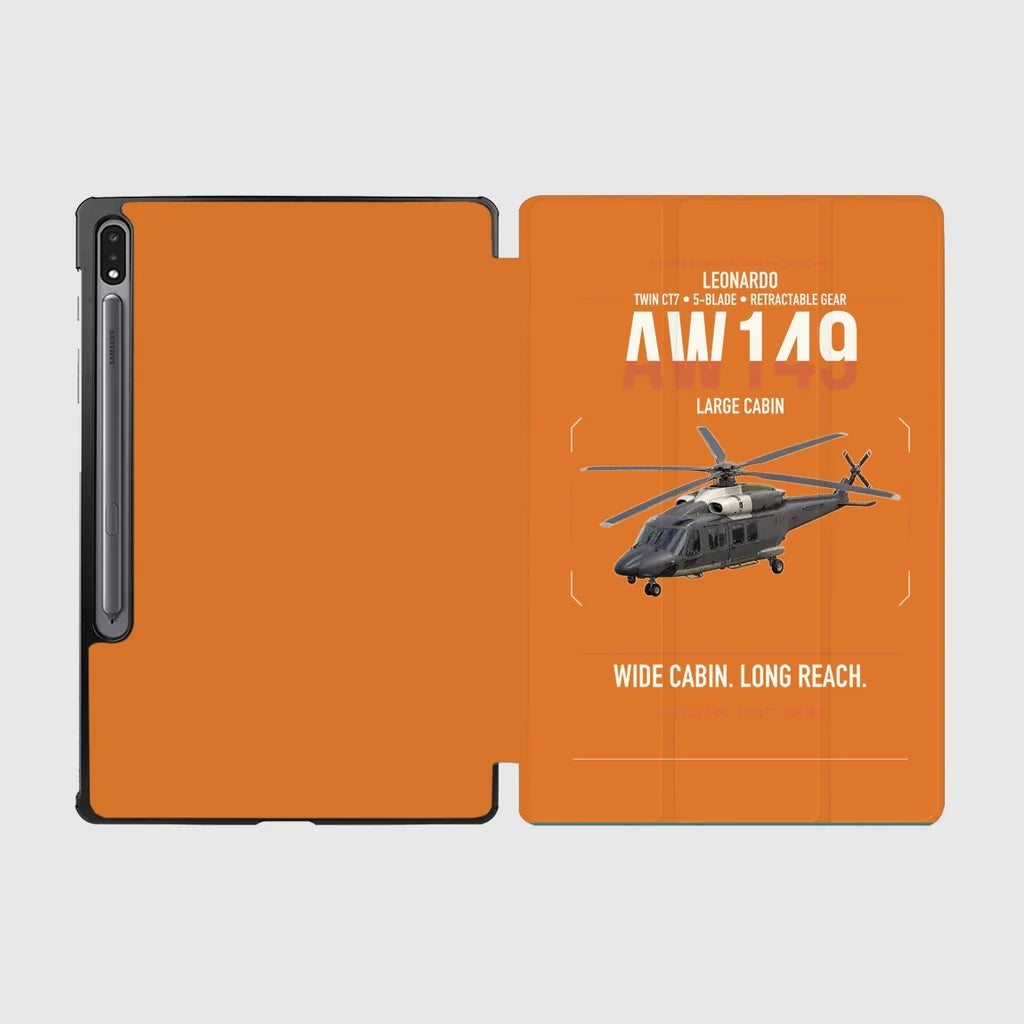 Leonardo AW149 design on orange samsung tablet tablet case