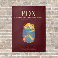 Thumbnail for Portland International Airport PDX - Canvas Framed - Dark Red