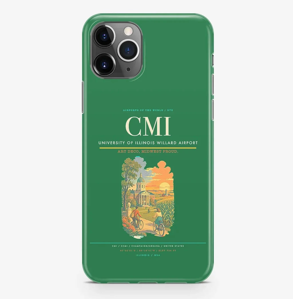 Champaign/Urbana Airport (CMI) design on green iPhone 16 Pro MagSafe case