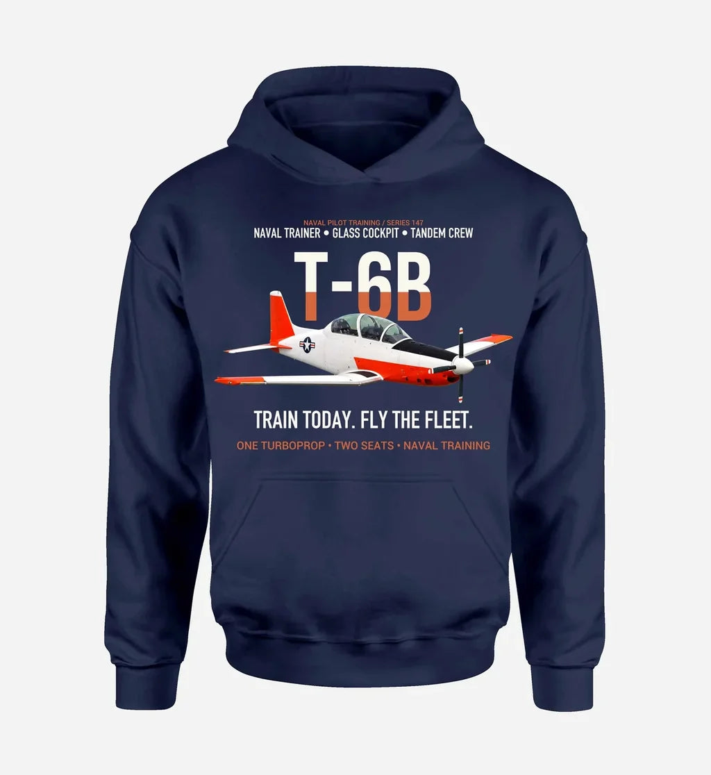 T-6B TEXAN II design on navy blue hoodie single side