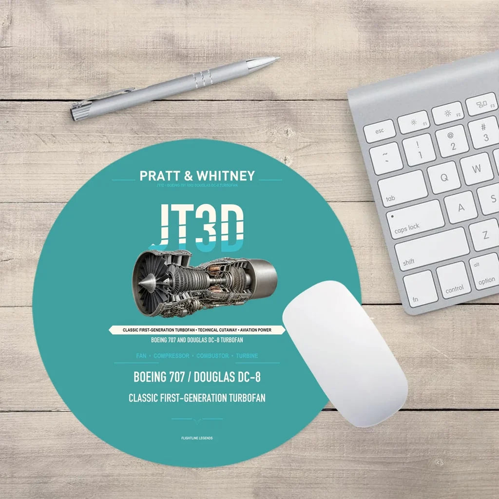 JT3D design on turquoise round mouse pad