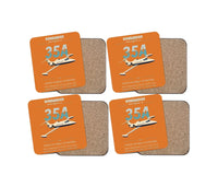 Thumbnail for Bombardier Learjet 35A design on orange 4 pieces set coaster