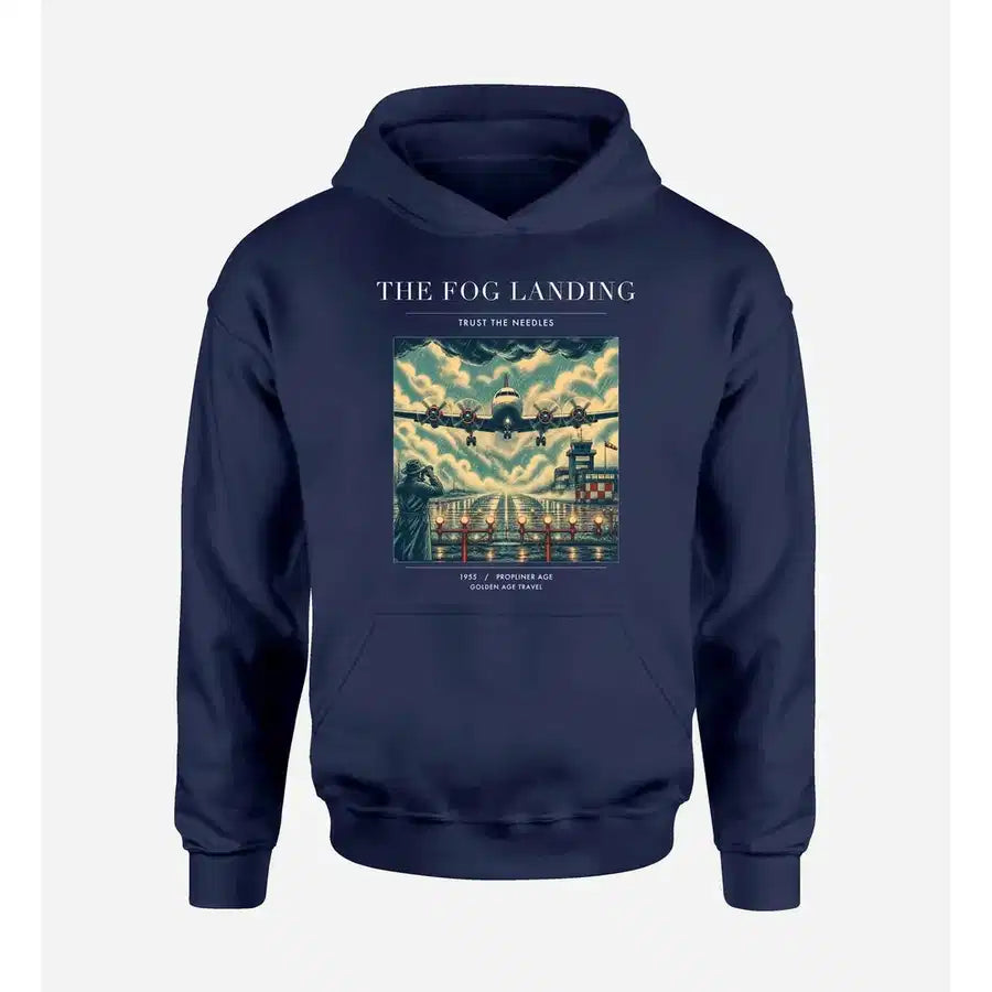 VINTAGE G4095 - The Fog Landing - Premium Hoodie design on navyblue premium