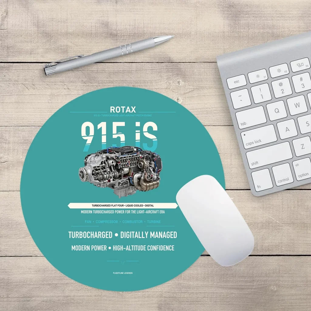915 iS design on turquoise round mouse pad