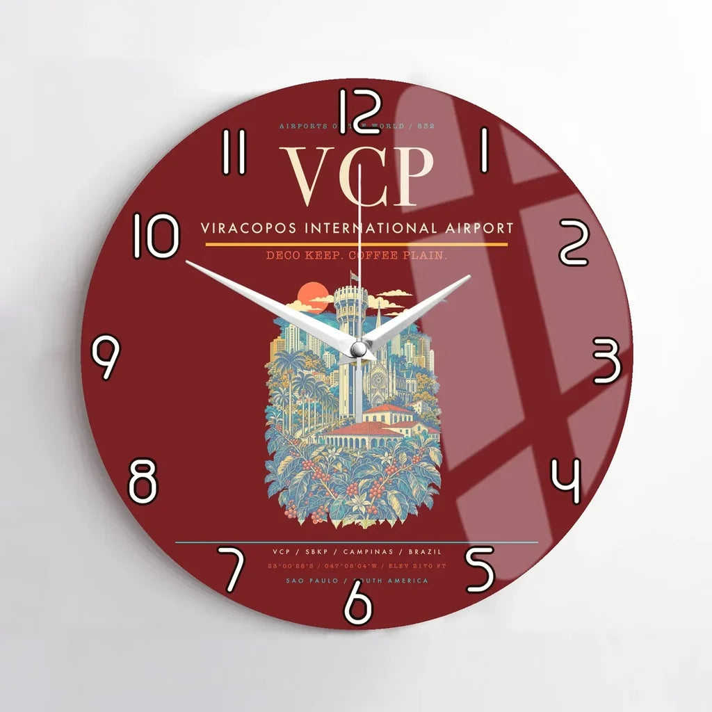 Viracopos International Airport VCP Wall-Clock No-Frame - Dark Red
