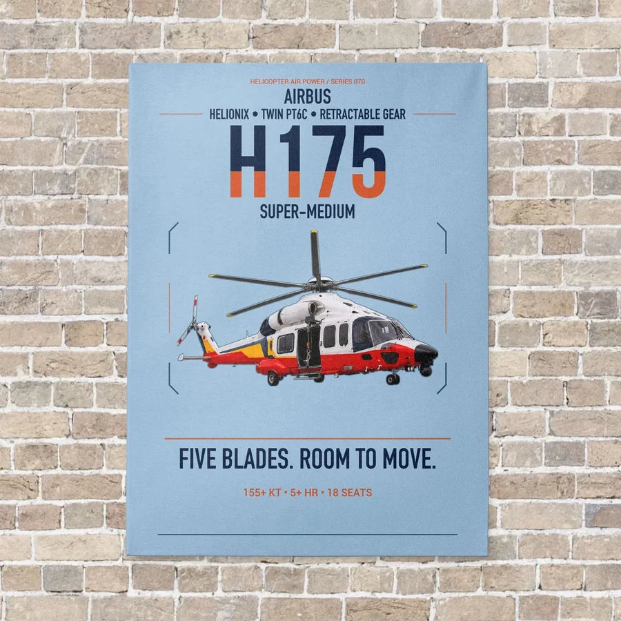 Airbus H175 vertical canvas print - no frame - light blue background