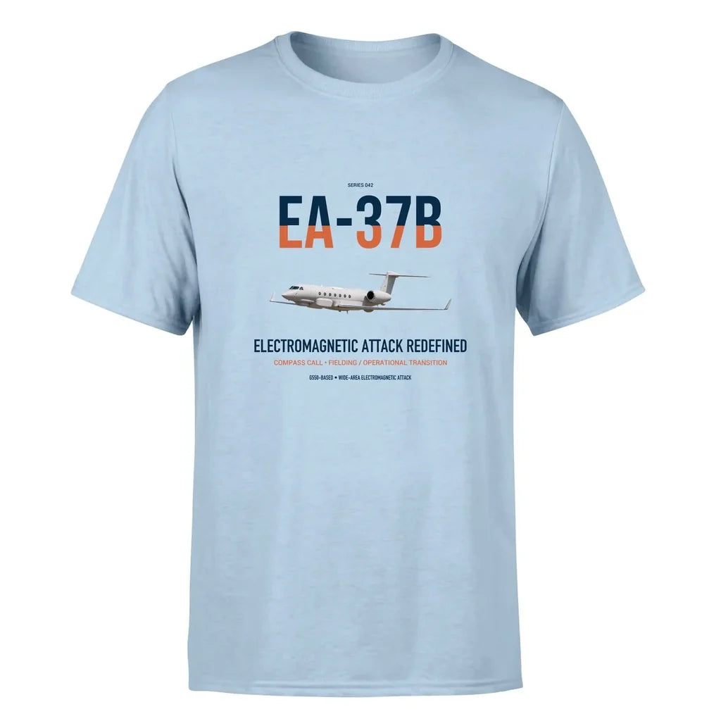 EA-37B Compass Call design on light blue double-side t-shirt, single-side print