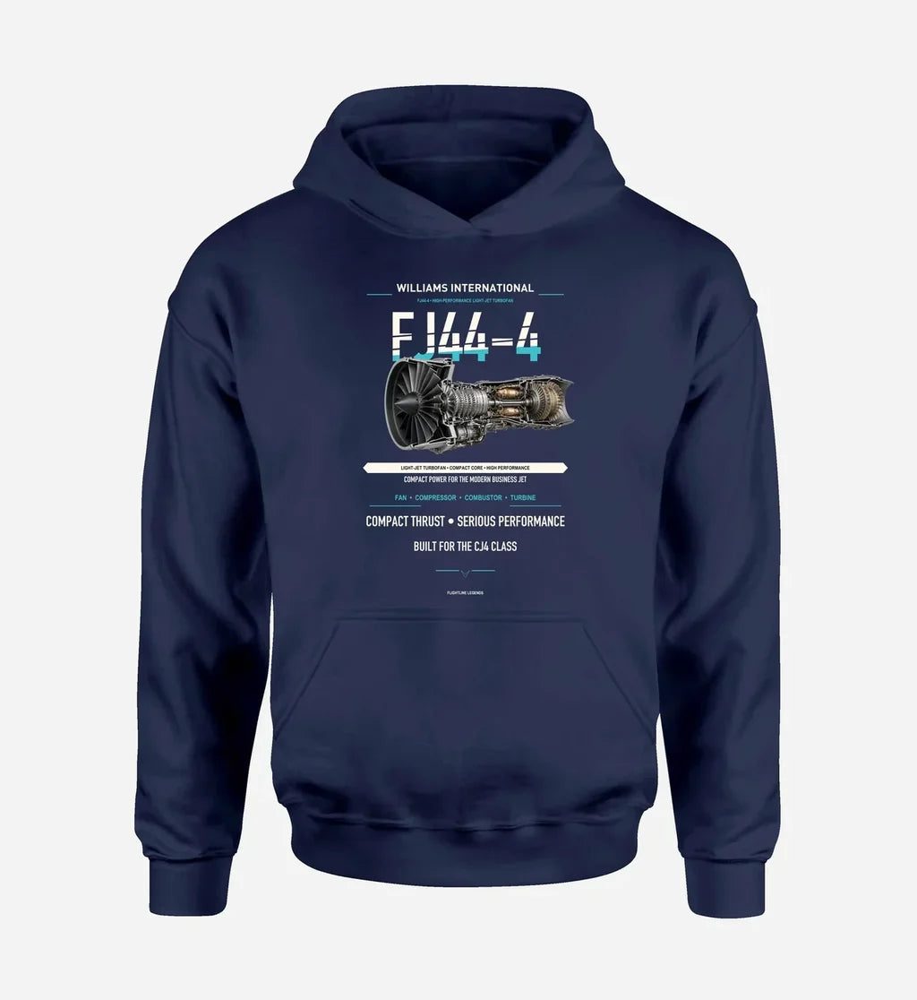 FJ44-4 design on navy blue hoodie single side