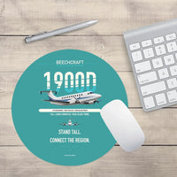 Thumbnail for Beechcraft 1900D design on turquoise round mouse pad
