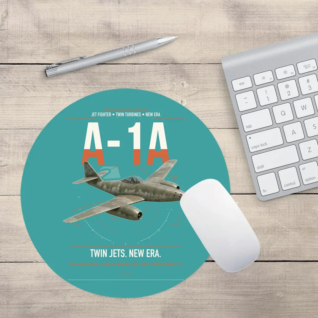 Messerschmitt Me 262A-1a design on turquoise round mouse pad