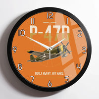 Thumbnail for P-47D Thunderbolt Razorback design on orange framed wall clock