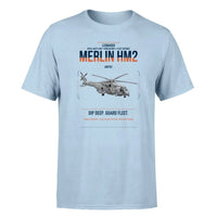 Thumbnail for Leonardo AW101 Merlin HM2 design on light blue t-shirt, single-side print
