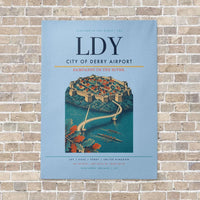 Thumbnail for City of Derry Airport LDY vertical canvas print - no frame - light blue background